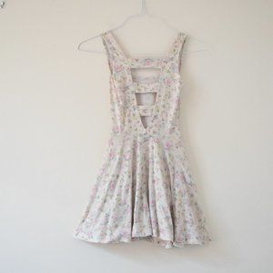 TOPSHOP Floral Cut-out Back Skater Fit & Flare Dress | Size 0